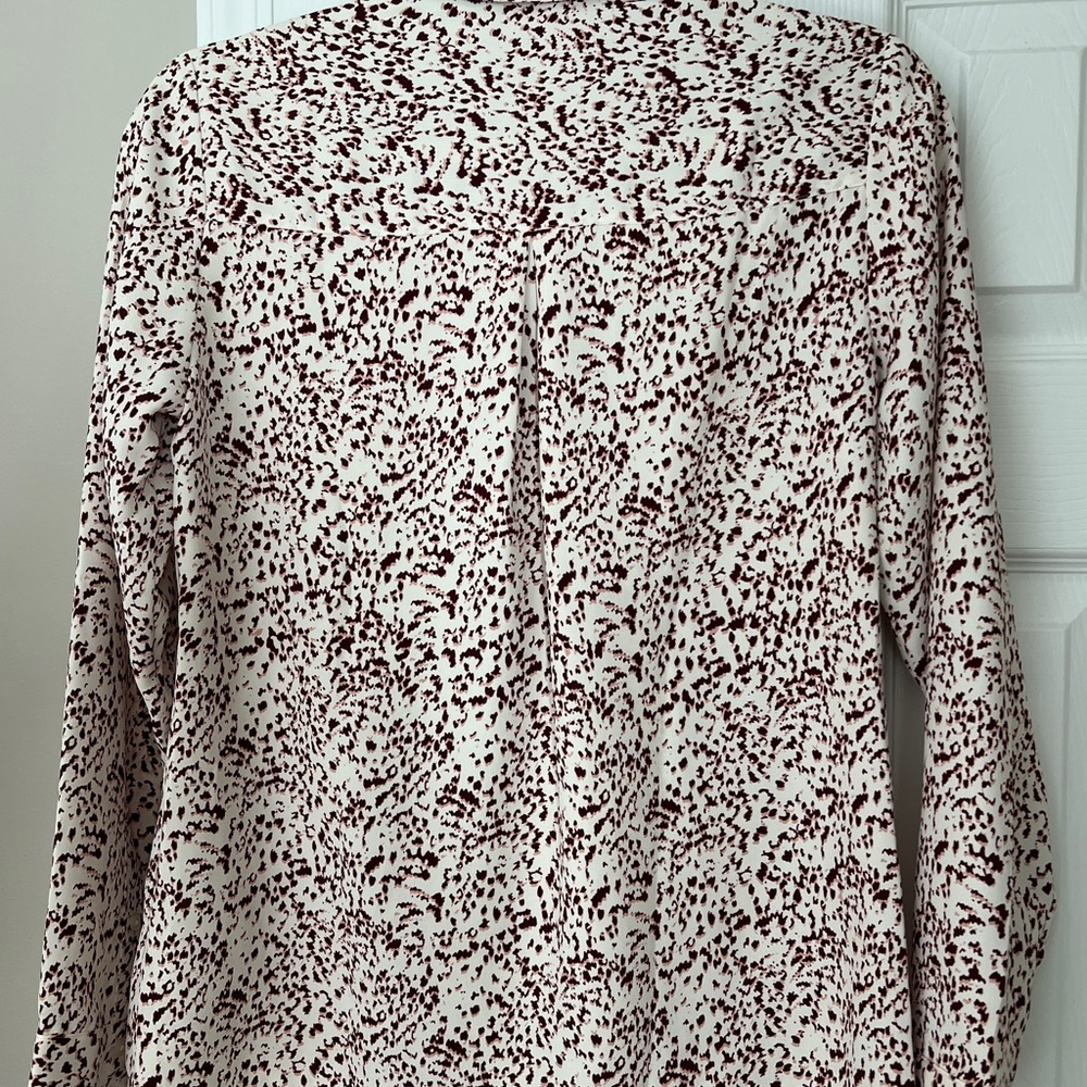 Express Portofino Red & White Abstract Print Button Down Blouse XS - Picture 4 of 4